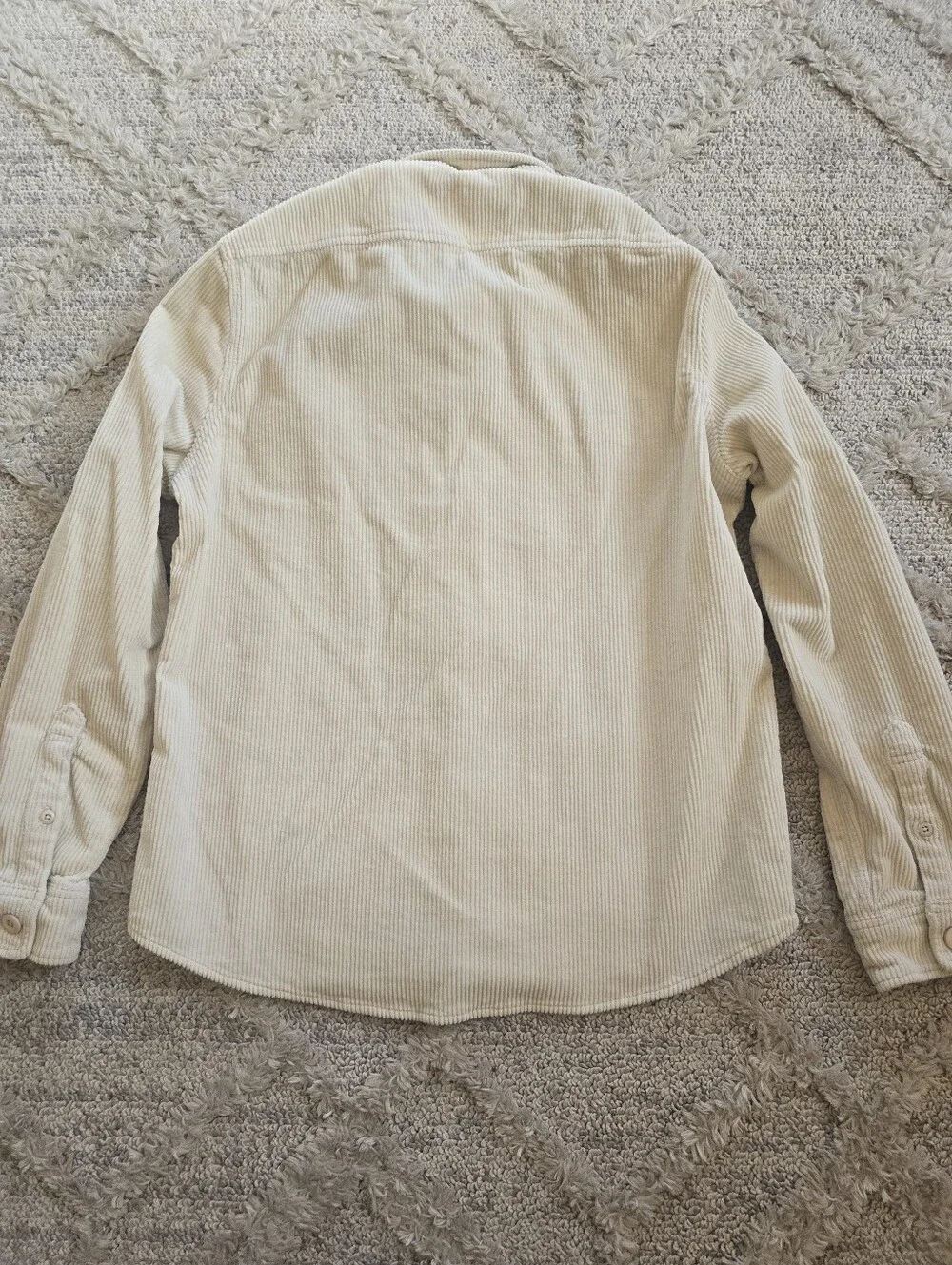 Mugsy Heavy Utility Corduroy Shirt Men Large Button Down Cream Long Sleeve Soft
